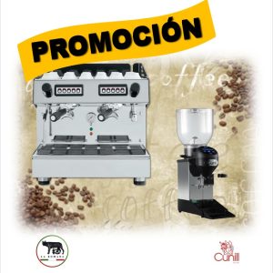 Paquete Cafetera industrial ATLANTIC COMPACT semiautomática de 2 grupos by LA ROMANA + Molino TAURO TRON by CUNILL