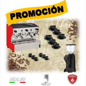 Promoción Julio 2025: Paquete Cafetera SAB JOLLY COMPACT semiautomática + Molino EUREKA NADIR 65 TOUCH + TAZAS en porcelana