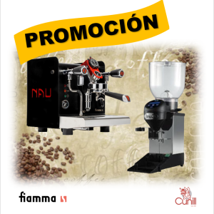 PROMO OCTUBRE Paquete Cafetera FIAMMA Mod. NAU CLASSICA + Molino CUNILL Mod. TAURO TRON