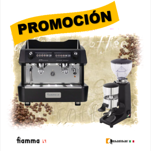 PROMOCIÓN: Para restaurantes, cafeterías, hoteles y todo Barista que desea ofrecer el mejor café: Paquete Cafetera industrial COMPASS COMPACT automática de 2 grupos by FIAMMA + Molino M80M by QUAMAR