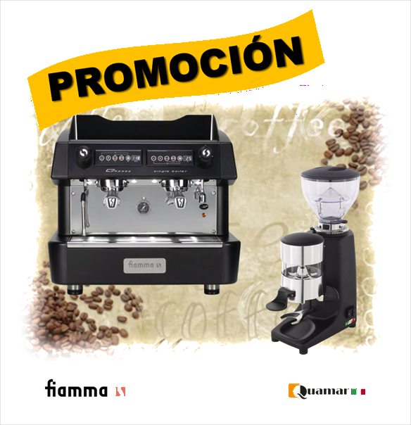 PROMOCIÓN: Para restaurantes, cafeterías, hoteles y todo Barista que desea ofrecer el mejor café: Paquete Cafetera industrial COMPASS COMPACT automática de 2 grupos by FIAMMA + Molino M80M by QUAMAR