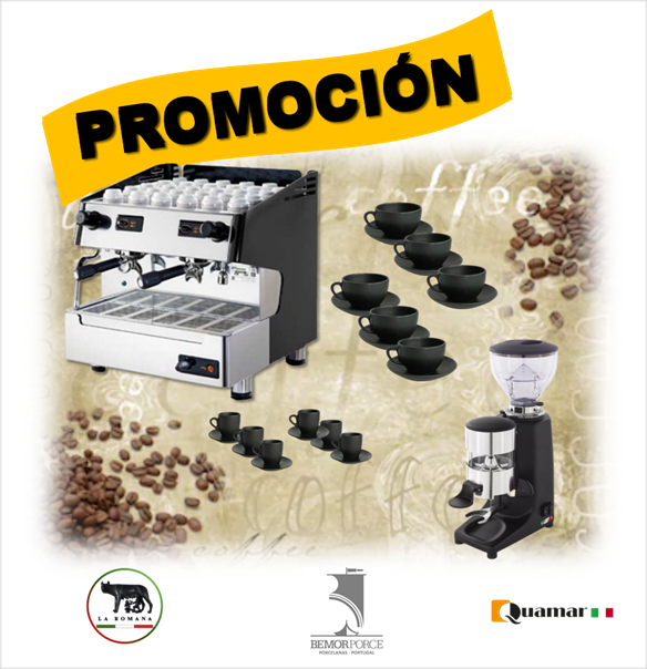 PAQUETE CAFETERA + MOLINO + TAZAS EN PORCELANA